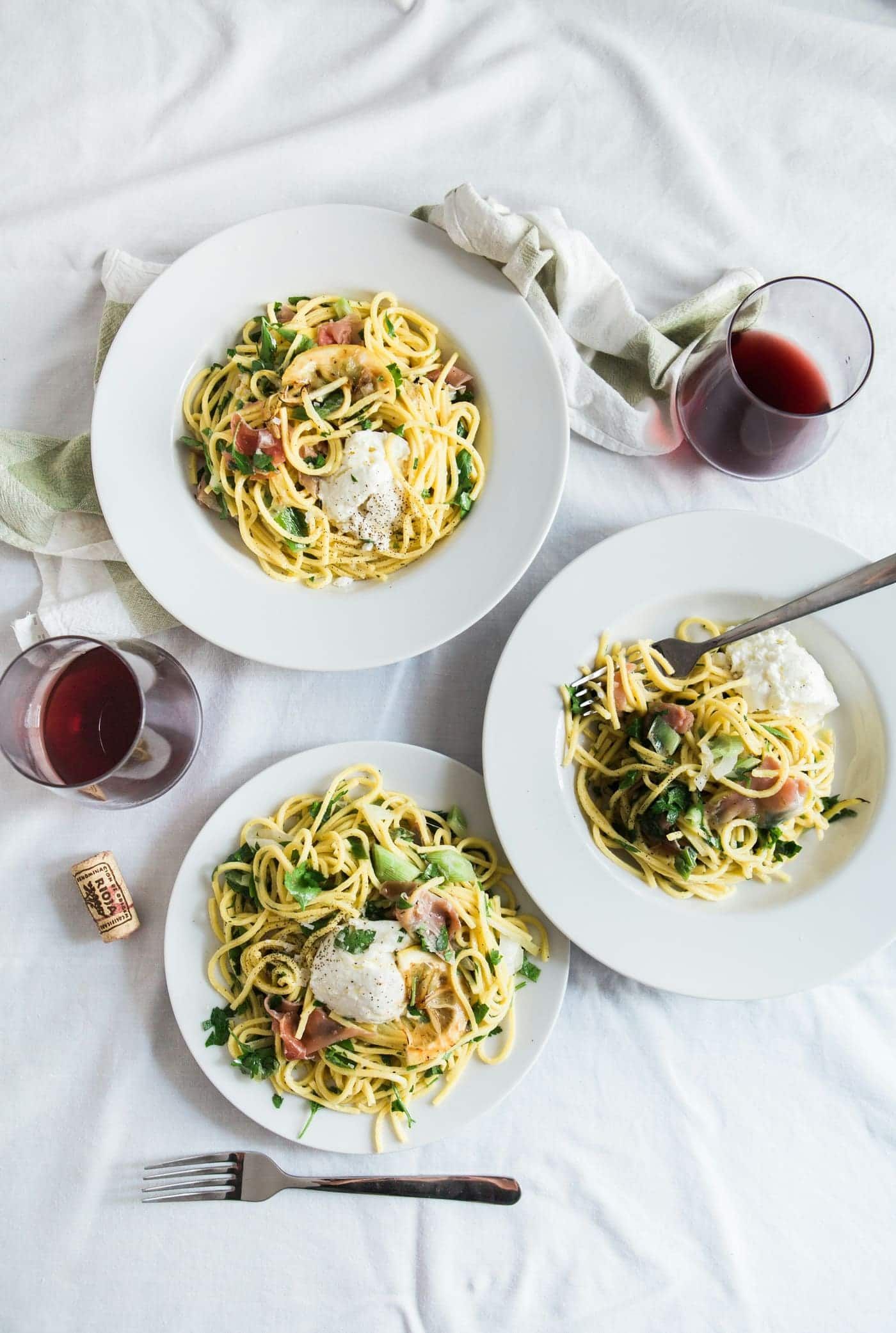 Precision-plated pasta course